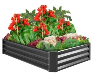 Outdoor Metal Raised Garden Bed for Vegetables, Flowers, Herbs, Dark Gray