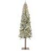 6' Pre-Lit Snow Flocked Alpine Slim Pencil Christmas Tree w/ LED Lights, Stand