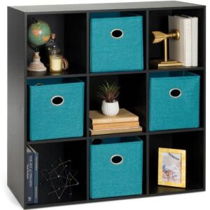 9-Cube Bookshelf Storage Display w/ 3 Removable Panels, Customizable Design