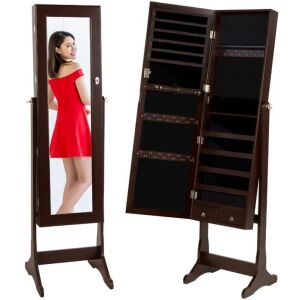 Full Length Standing Jewelry Mirror Armoire w/ Velvet Interior