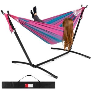 2-Person Brazilian-Style Double Hammock w/ Carrying Bag and Steel Stand