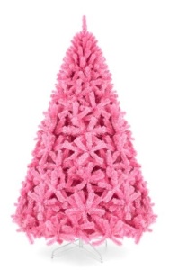 Pink Artificial Fir Christmas Tree w/ Foldable Stand, 7.5ft