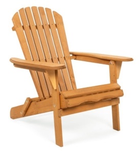 Folding Wooden Adirondack Chair Accent Furniture w/ Natural Finish - Brown