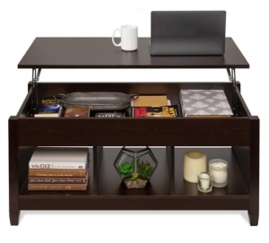 Multifunctional Lift Top Coffee Table w/ Hidden Storage, 3 Cubbies, Espresso