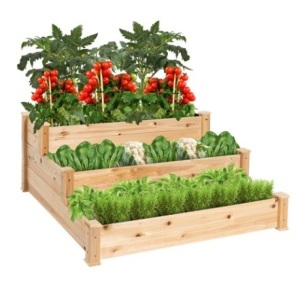 3-Tier Raised Fir Wood Garden Bed Planter