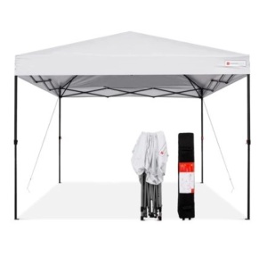 One-Person Setup Instant Pop Up Canopy w/ Wheeled Bag - 10x10ft, White