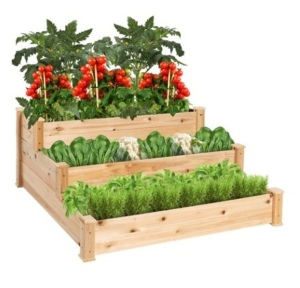 3-Tier Raised Fir Wood Garden Bed Planter