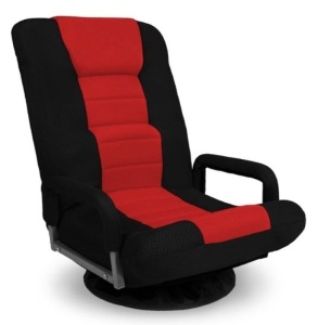 Gaming Floor Chair w/ 360-Degree Swivel, Armrest, Adjustable Backrest, Black/Red