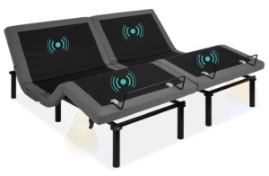 Adjustable Bed Base with Massage, Remote, USB Ports, Split King