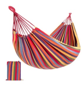 2-Person Brazilian-Style Double Hammock w/ Portable Carrying Bag, Rainbow