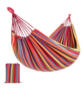 2-Person Brazilian-Style Double Hammock w/ Portable Carrying Bag, Rainbow