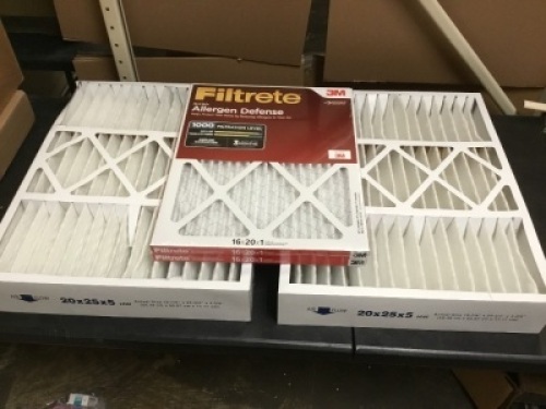 Lot of (1) Filtrete Allergen Defense Air Filters, 2 Pack, 16x20x1 &&nbsp;(2) 20 x 25 x 5 Air Filters - Appear New