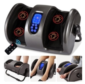 Reflexology Shiatsu Foot Massager w/ High-Intensity Rollers, Remote Control, Gray