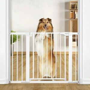 KingSo 37.8"-43.3" Extra Wide Baby Safty Gate with Swing Door, 30'' Tall