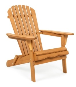 Folding Wooden Adirondack Chair Accent Furniture w/ Natural Finish - Brown