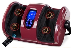 Reflexology Shiatsu Foot Massager w/ High-Intensity Rollers, Remote Control, Burgundy