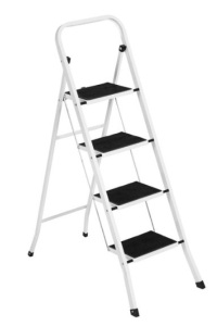 Folding Steel 4-Step Ladder w/ Hand Rail, Wide Steps, 330lbs Capacity