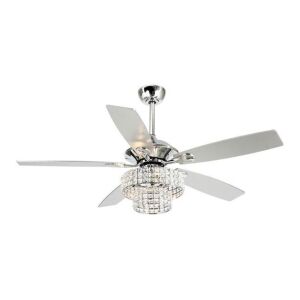 Parrot Uncle 52" Chrome LED Indoor Chandelier Ceiling Fan with Remote (5-Blade)