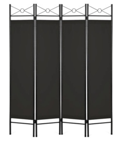 4-Panel Folding Privacy Screen Room Divider Decoration Accent, 6ft, Black