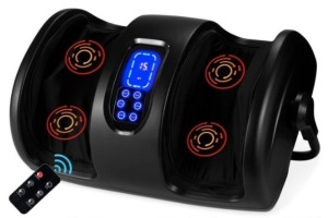 Reflexology Shiatsu Foot Massager w/ High-Intensity Rollers, Remote Control, Satin Black