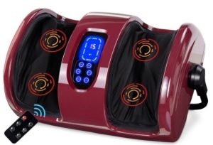 Reflexology Shiatsu Foot Massager w/ High-Intensity Rollers, Remote Control, Burgundy