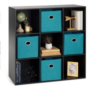 9-Cube Bookshelf Storage Display w/ 3 Removable Panels, Customizable Design