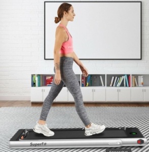 2 In 1 Folding Treadmill With Bluetooth Speaker Remote Control-Silver