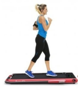 2-In-1 Folding Treadmill With Rc Bluetooth Speaker Led Display-Red