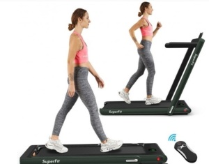 2 In 1 2.25 Hp Under Desk Electric Installation-Free Folding Treadmil With Bluetooth Speaker And Led Display-Green