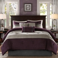 Madison Park Palmer 7 Piece Comforter Set Plum King Size - E-Comm Return, Appears New&nbsp;