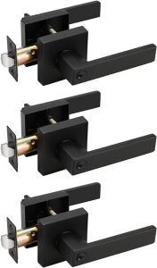 3 Pack-Entry Door Levers Combo Pack, Matte Black Lockset