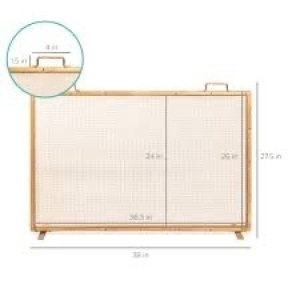 Single Panel Handcrafted Steel Mesh Fireplace Screen w/ Handles - 38x27in