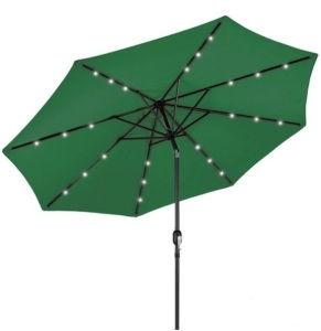 Solar LED Lighted Patio Umbrella w/ Tilt Adjustment, UV-Resistance - 10ft, Green