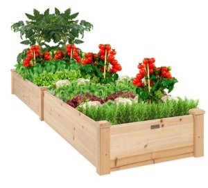 8x2ft Wooden Raised Garden Bed Planter for Garden, Lawn, Yard