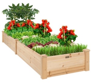 8x2ft Wooden Raised Garden Bed Planter for Garden, Lawn, Yard