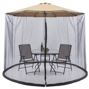 Adjustable Bug Net Accessory for Patio Umbrella w/ Zippered Door - 9ft