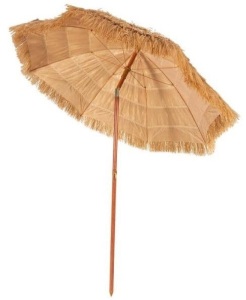 6.5 ft. Iron Tilt Beach Umbrella in Khaki Hawaiian Patio Portable