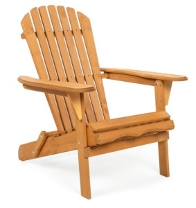 Folding Wooden Adirondack Chair Accent Furniture w/ Natural Finish - Brown