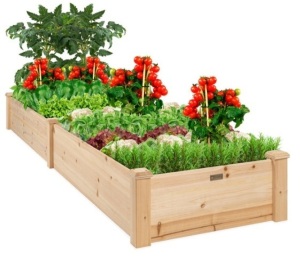 8x2ft Wooden Raised Garden Bed Planter for Garden, Lawn, Yard