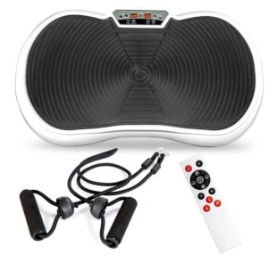 Vibration Plate Exercise Machine Full Body Fitness Platform w/ Bands, White