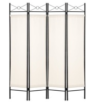 4-Panel Folding Privacy Screen Room Divider Decoration Accent, 6ft, White