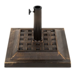 26lb Steel Square Patio Umbrella Base Stand, Basketweave Pattern