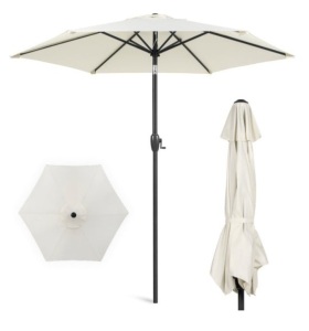 Outdoor Market Patio Umbrella w/ Push Button Tilt, Crank Lift - 7.5ft, Cream