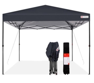 One-Person Setup Instant Pop Up Canopy w/ Wheeled Bag - 10x10ft, Gray