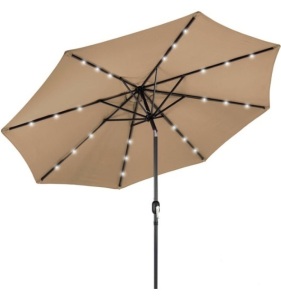 Solar LED Lighted Patio Umbrella w/ Tilt Adjustment, UV-Resistance - 10ft, Tan