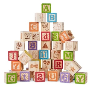 40-Piece Kids Wooden ABC Block Set Toddler STEM Toy w/ Carrying Case