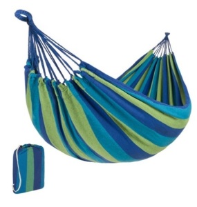 2-Person Brazilian-Style Double Hammock w/ Portable Carrying Bag, Blue