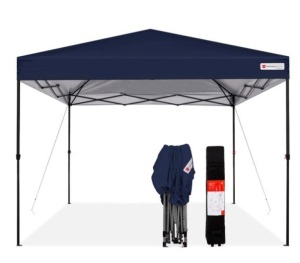 One-Person Setup Instant Pop Up Canopy w/ Wheeled Bag - 10x10ft, Blue