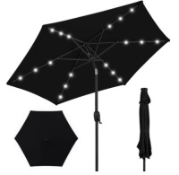 Outdoor Solar Patio Umbrella w/ Push Button Tilt, Crank Lift - 7.5ft, Appears New&nbsp;
