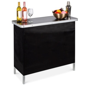 Portable Pop-Up Bar Table w/ Carrying Case, Removable Skirt, Appears New